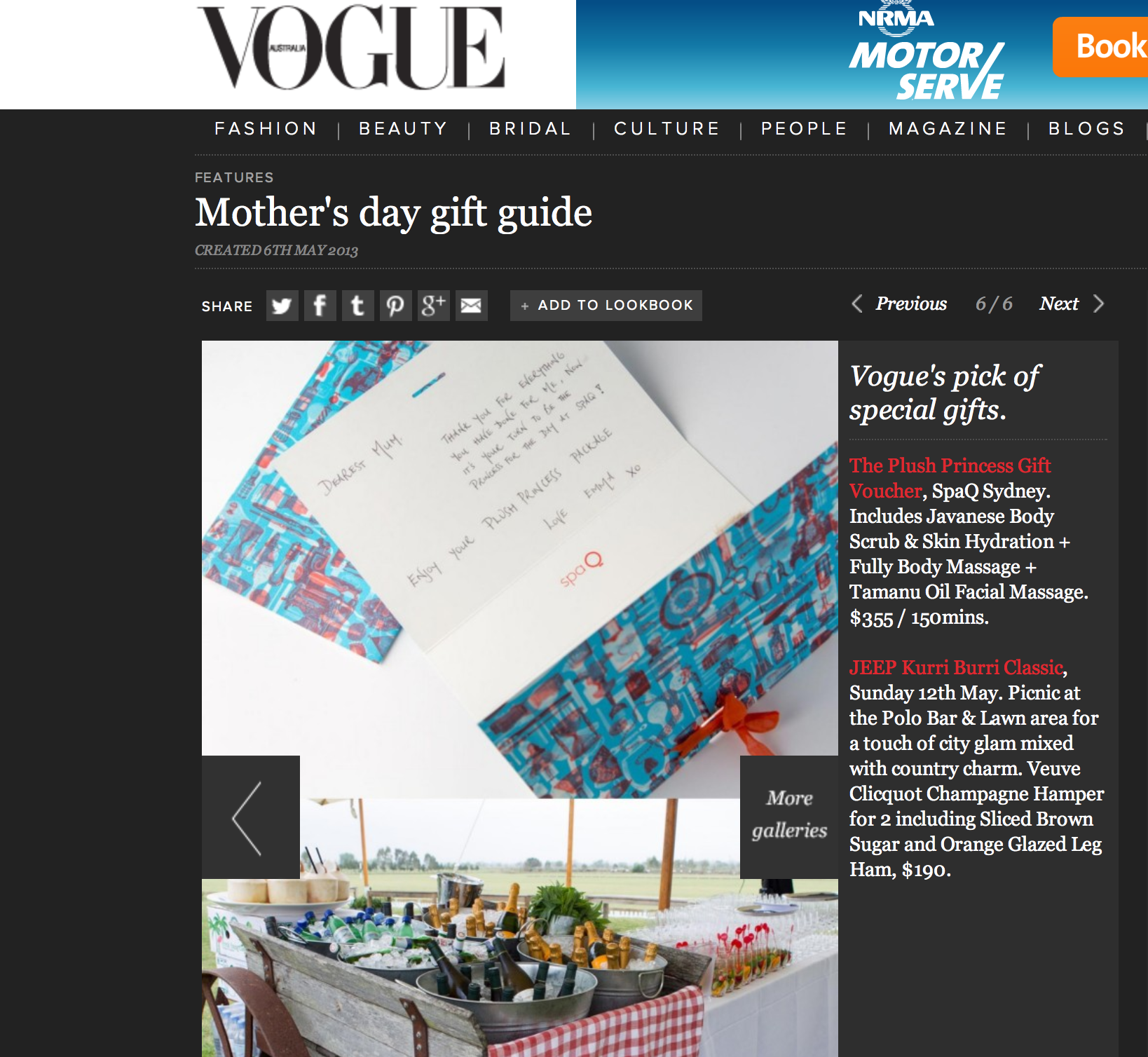 Image of spaQ gift cards used fro Vogue Australia Gift Guide