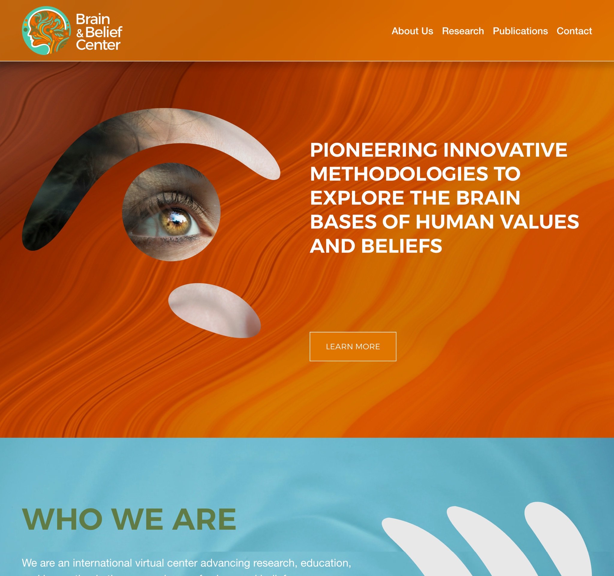 Brain and Belief Center, website homepage image