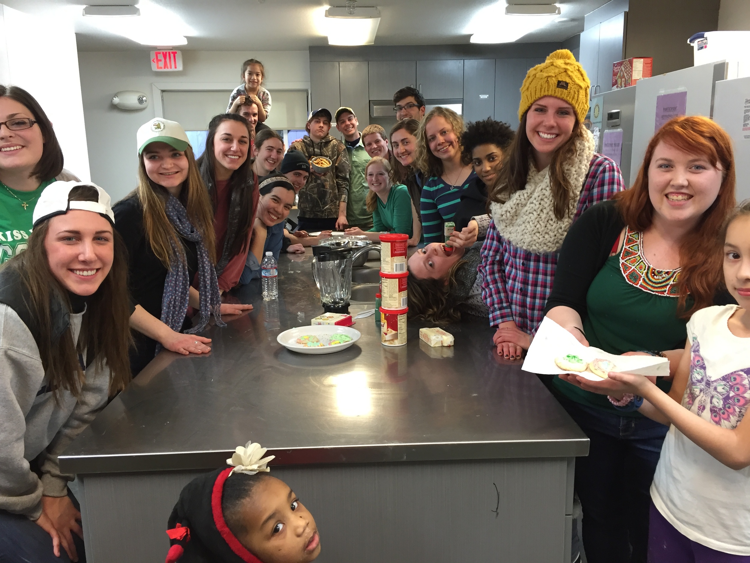 Baking cookies with the homeless children at Clare House for St. Patrick's Day