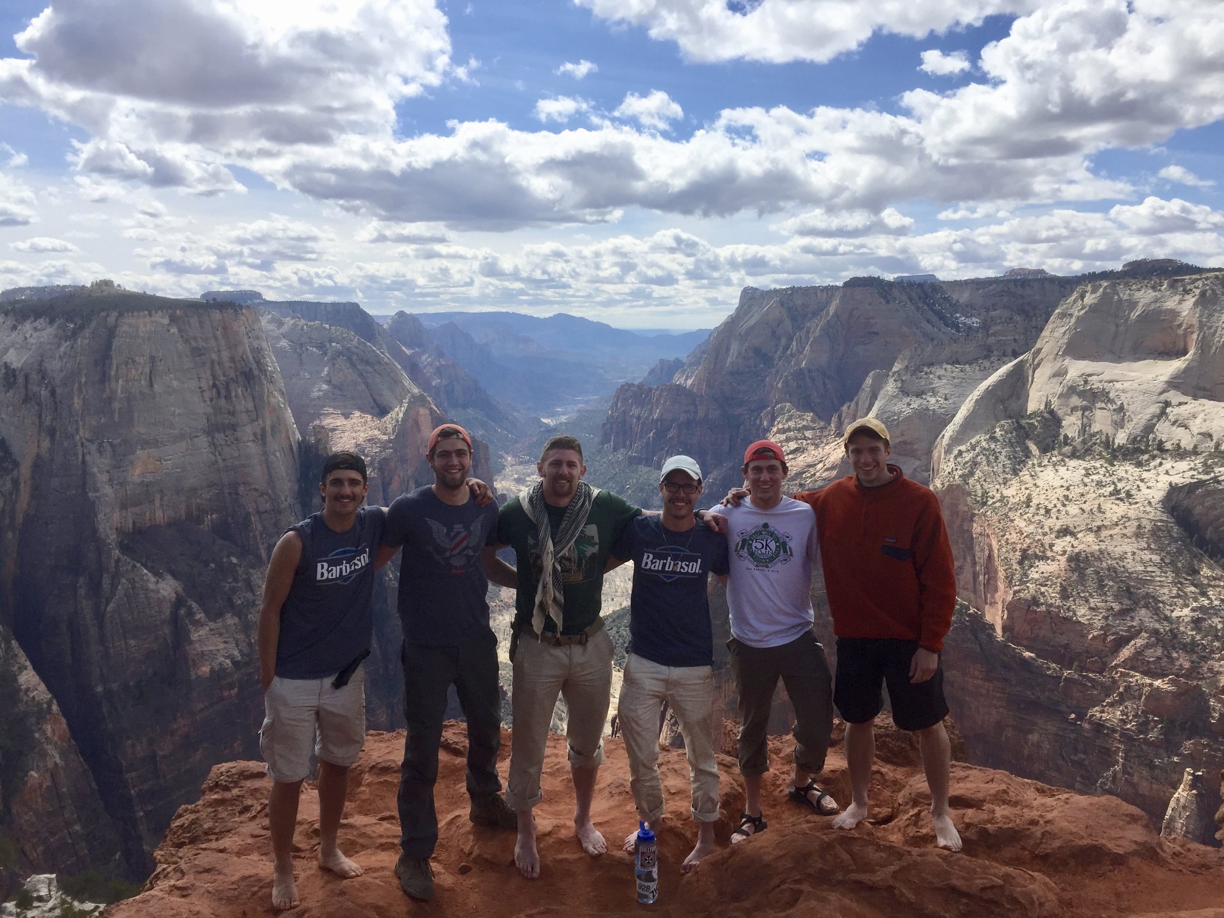 Our group (Antonio, Joe, Mike, Tim, David, and Jeff) at the Observation Point overlooking Zion Canyon.