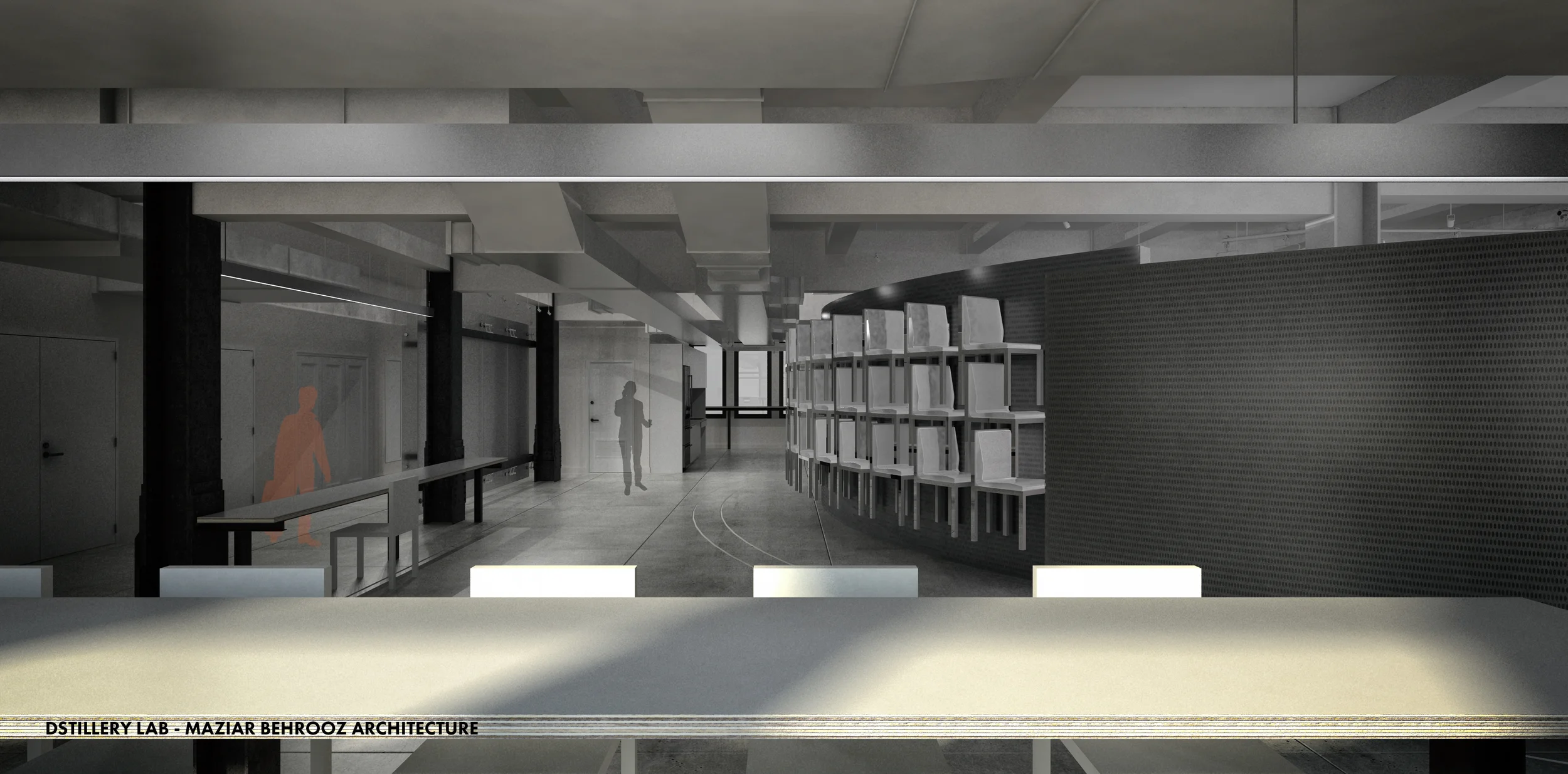  ...with one stationary wall that chairs are mounted on....and a 'share-bar'... 