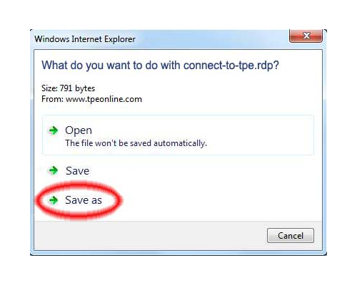 If you are prompted with the below window, then click on "Save As" and save it to desktop