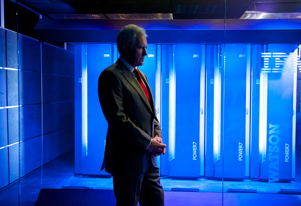 JEOPARDY! host Alex Trebek in the IBM WATSON server room.