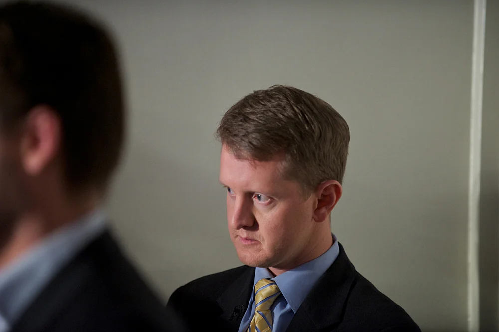 Ken Jennings, who holds the JEOPARDY! record for most consecutive wins, moments before the final championship round.