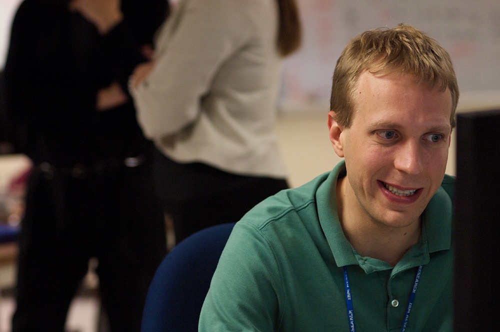 IBM WATSON researcher Adam Lally sweats some code.