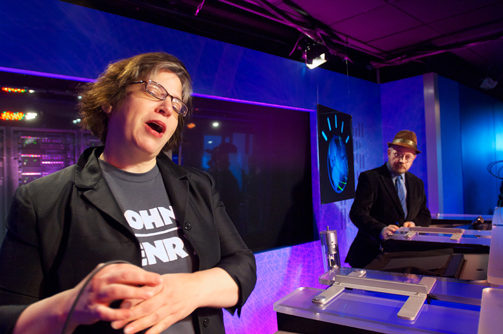 WATSON takes on human contestants. The testing studios at IBM Research Yorktown Heights, NY were made to emulate closely the actual television gameplay. 
