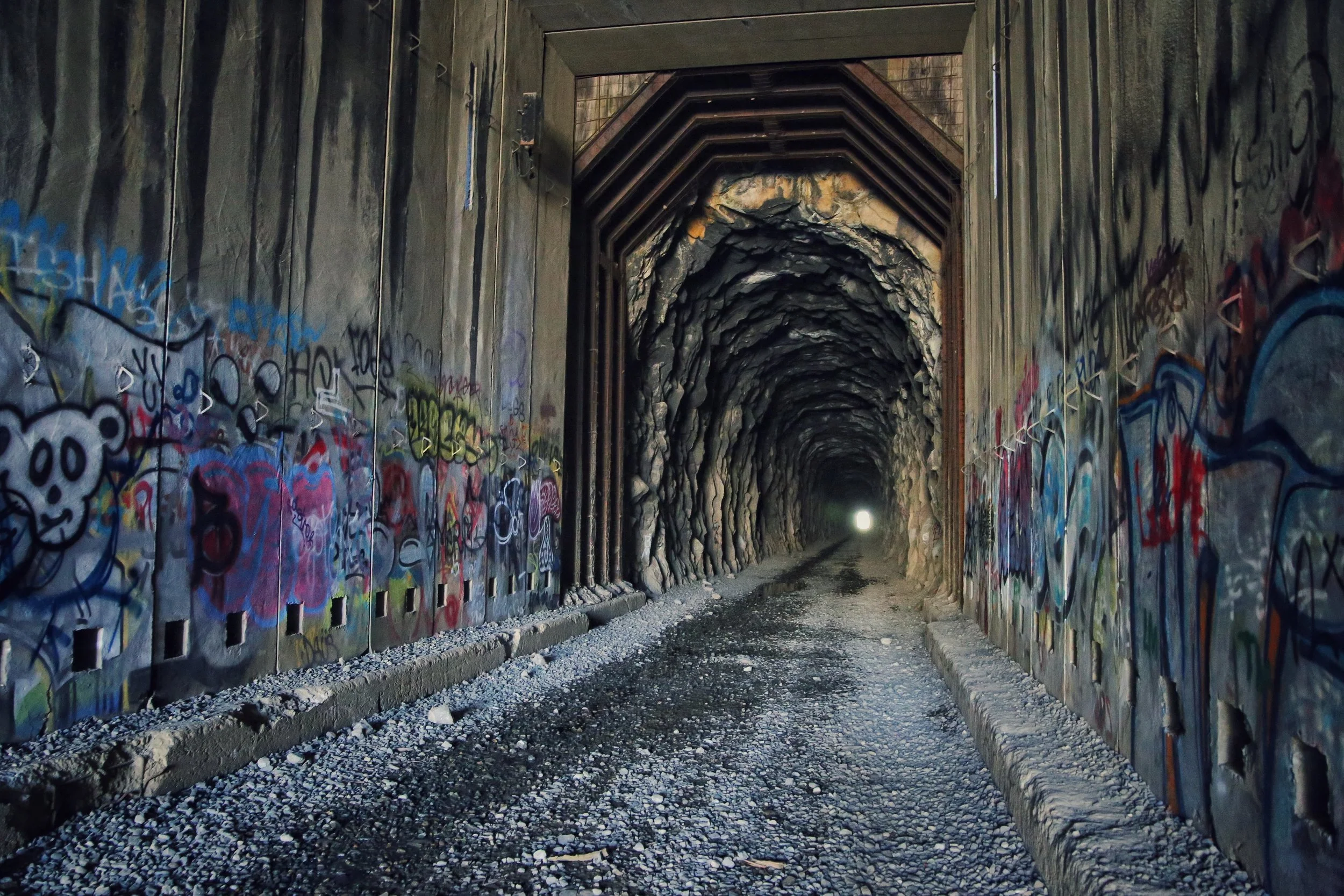Abandoned train tunnel, Donner Summit, California.
