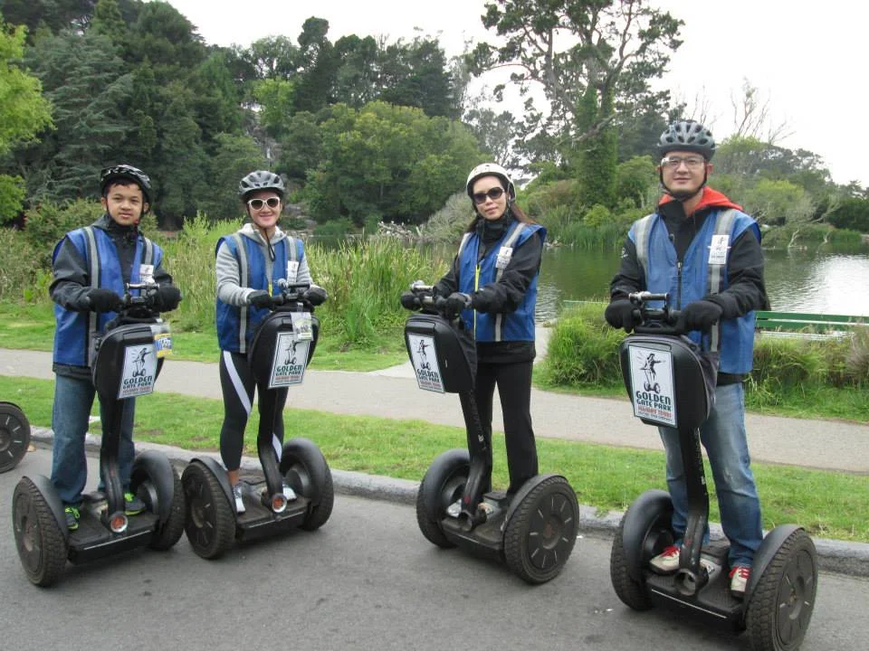 Segway + company logo clothing + Google Glass = Peak Nerd
