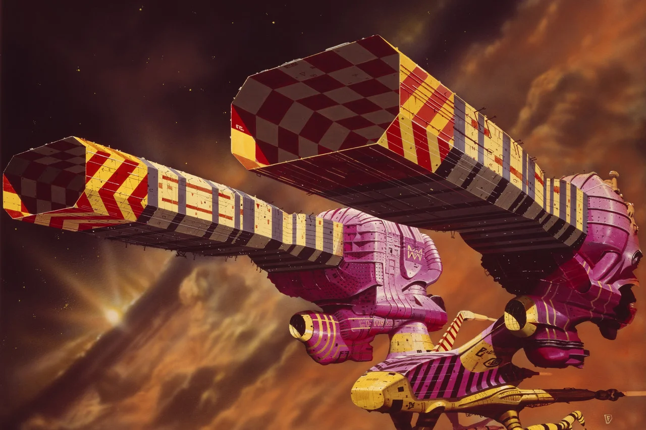 One of Chris Foss's many awesome/insane spaceship designs. 