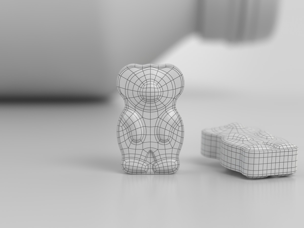 Bear tablet modelled using polygons and displacement.