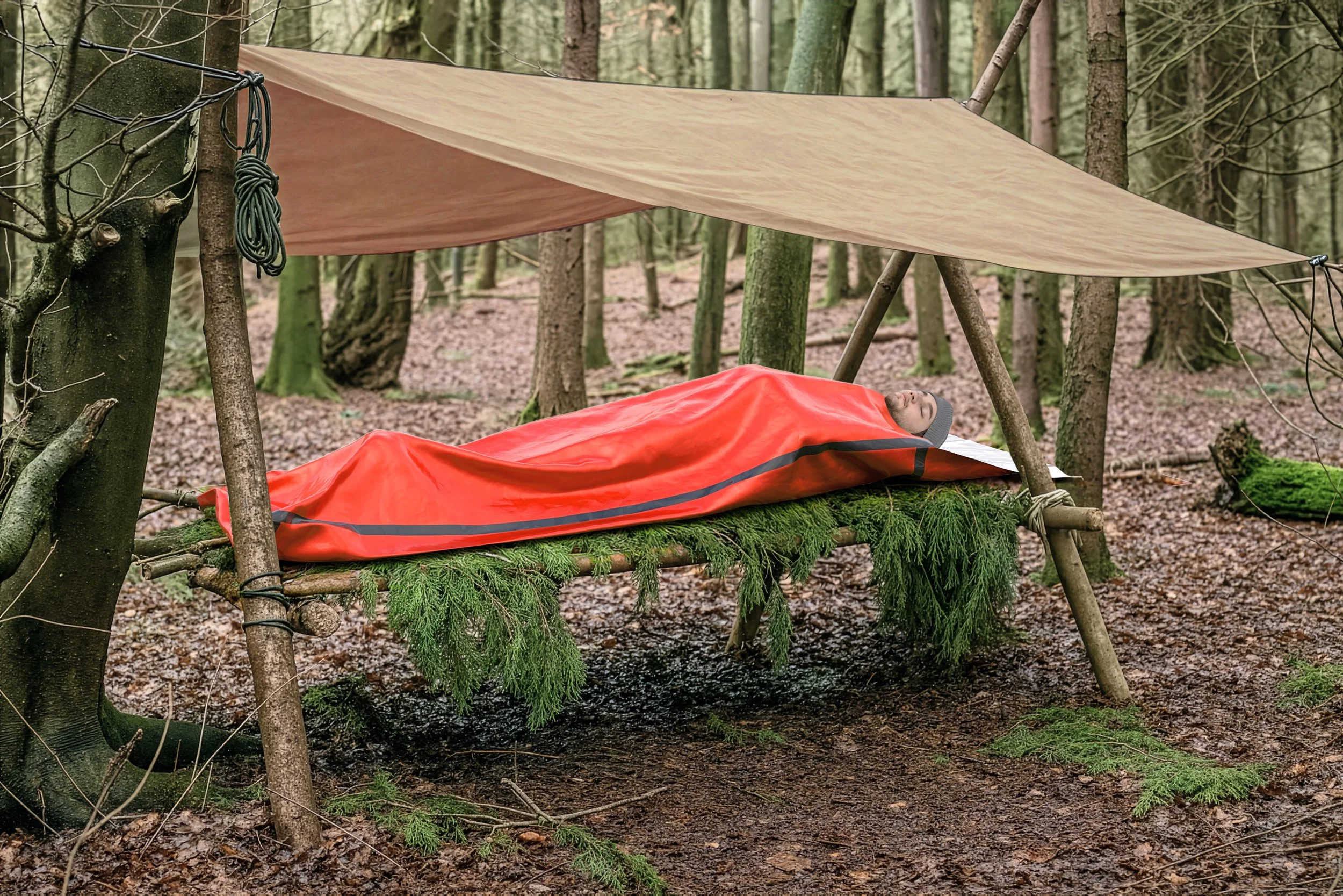 3D sleeping bag and character integrated into a client-supplied environment.