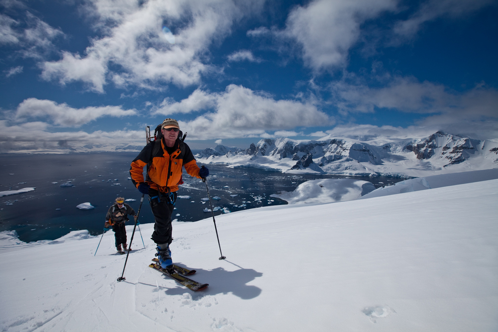 Guide Sean Brooks ski touring. Georges Point.