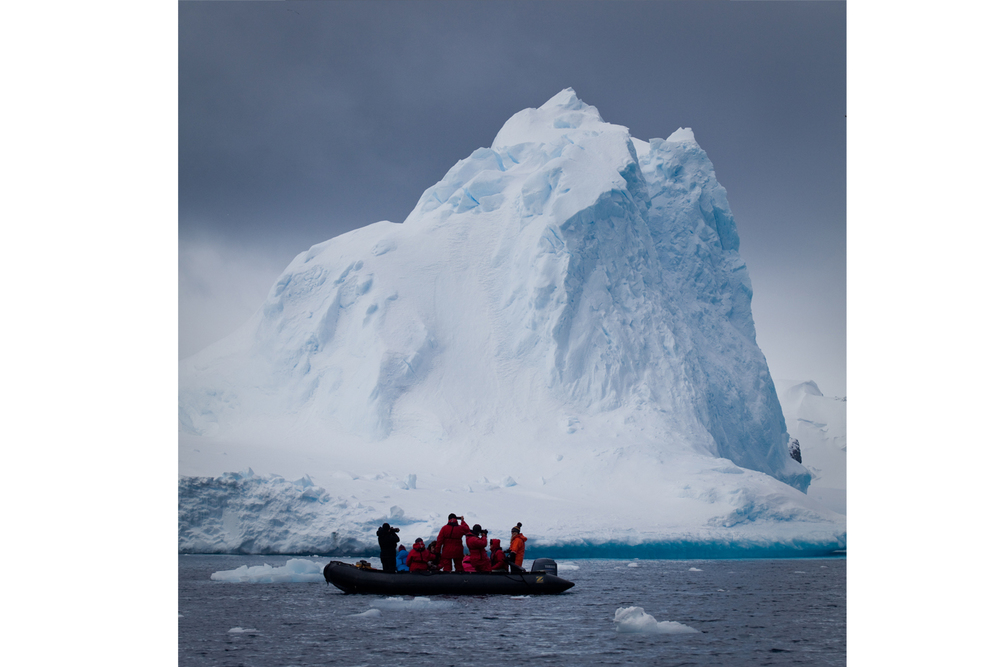 Iceberg. 70-80% of a an icebergs mass is below water.