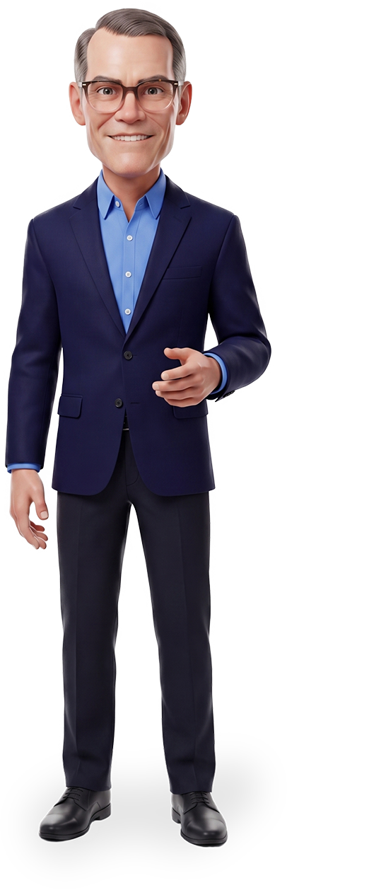 CareerClarity360 3D Avatar Jeff Wuenker Founder with glasses