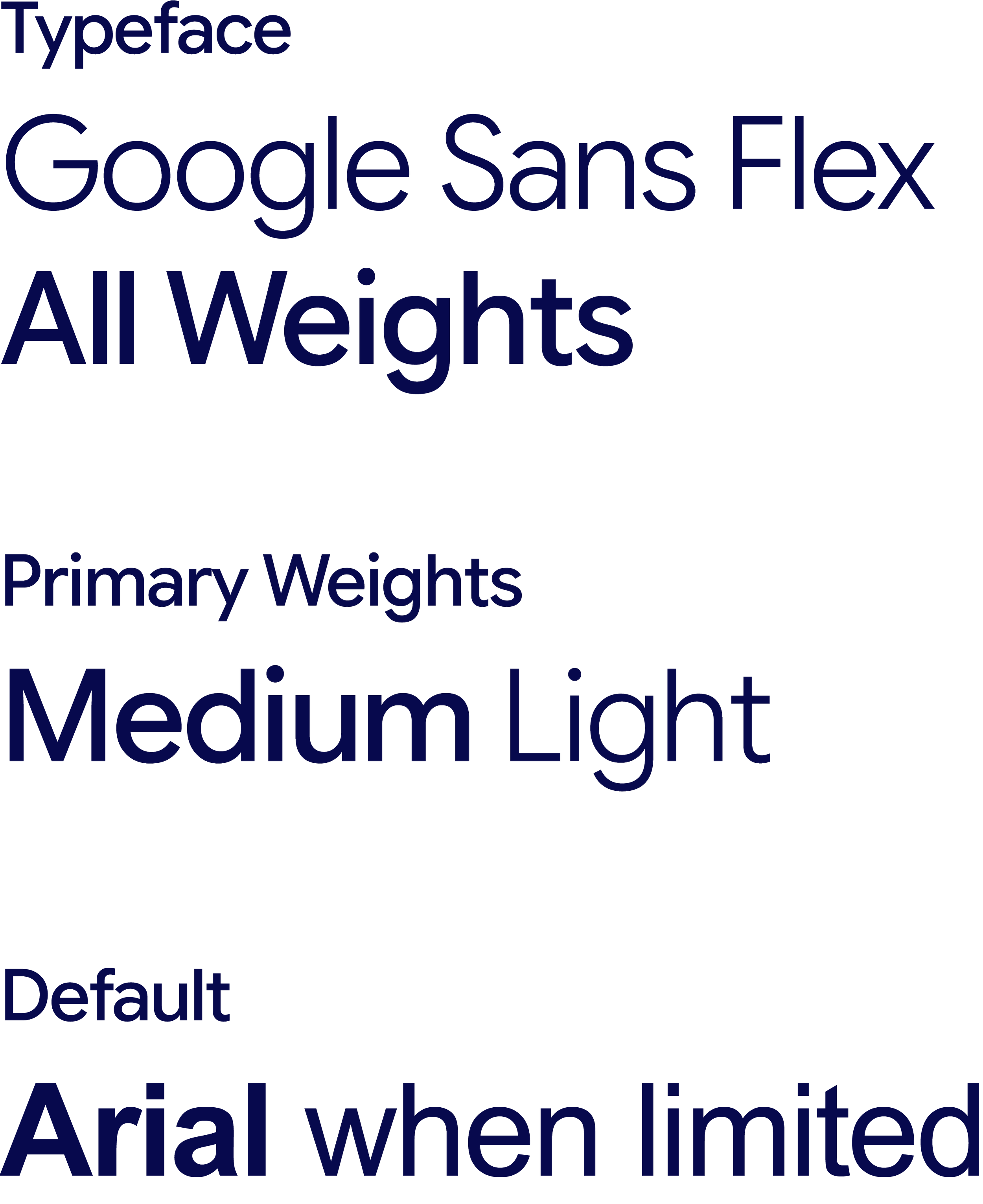 CareerClarity360 brand fonts Google Sans Flex family and Arial default font