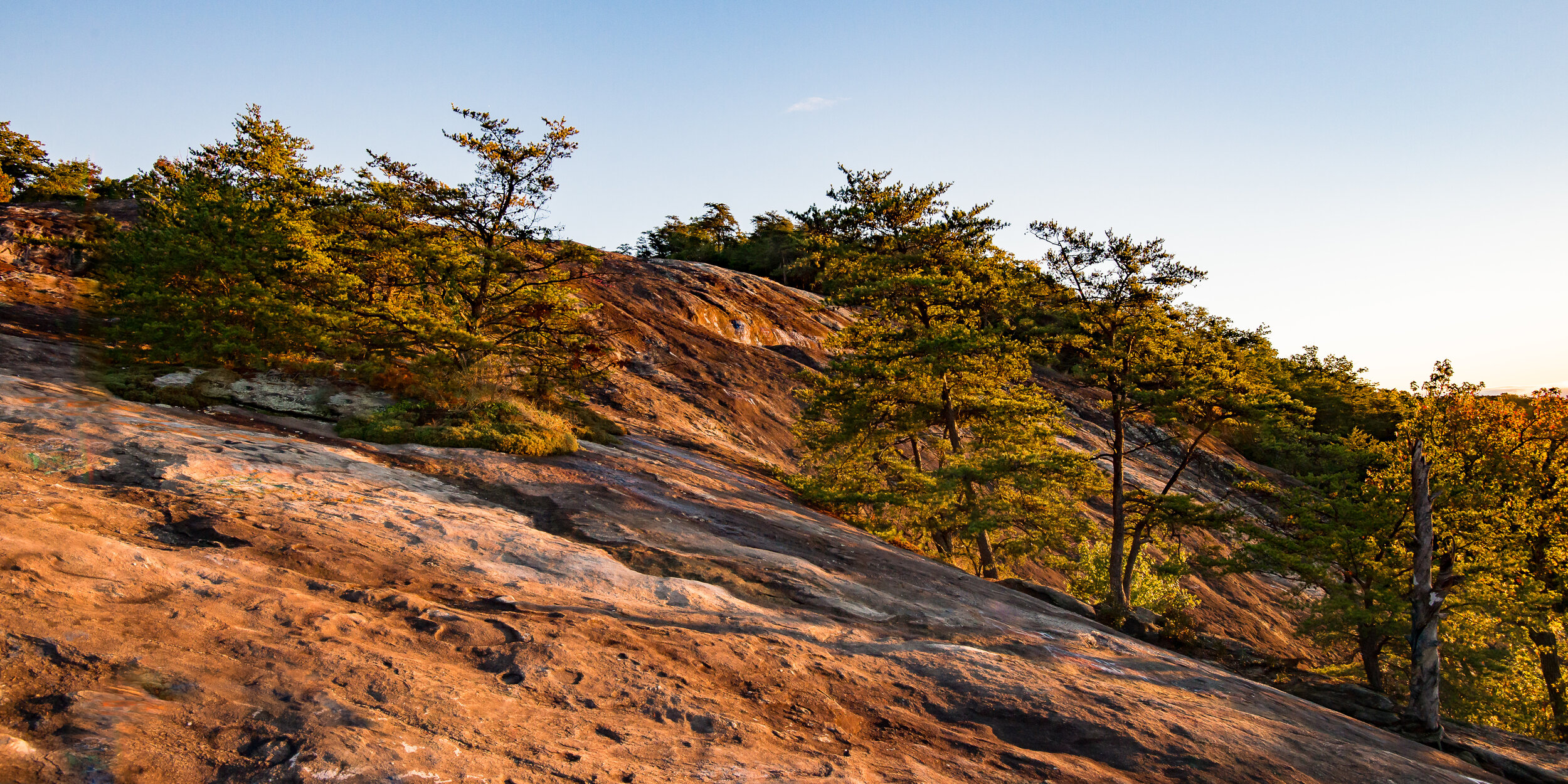 bald rock warmed by morning sun