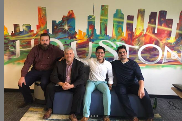 Tony, second right, with Charles Sulzen (left), his dad, Richard (tutor at Western), and Lawson Gow, CEO of The Cannon
