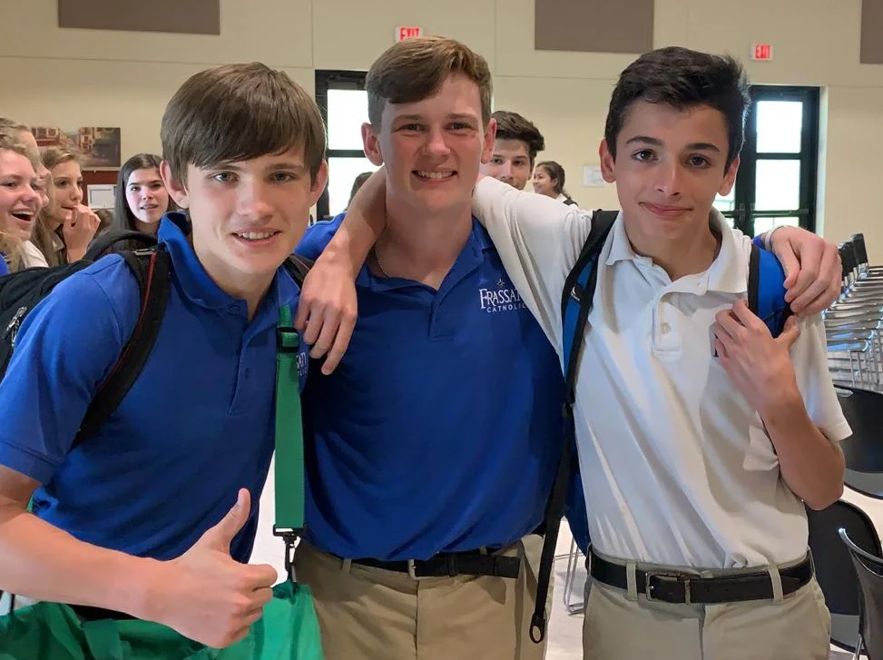 Federico (right) with two of his Western classmates at Frassati, Thomas Langley and Colin England.