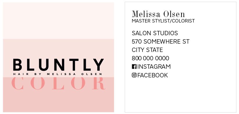Bluntly Color logo and business card