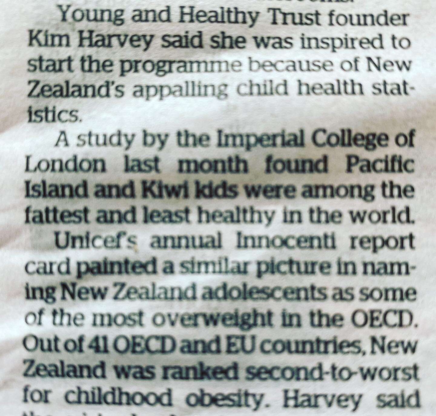 How&rsquo;s this for ironic - one of the most beautiful countries in the world blessed with outstanding access to world class wild wonders is producing the &lsquo;fattest and least healthy kids in the world&rdquo;.

Heartbreaking.

And a motivating f