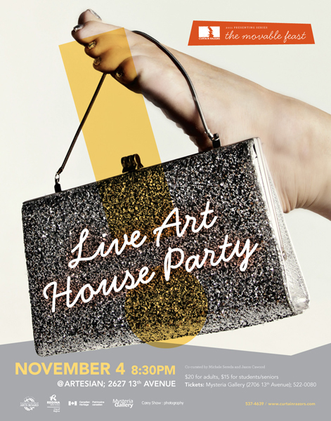 Curtain Razors' Live Art House Party, design by Rio Saxon