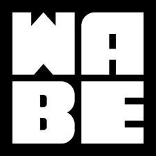 Bold white letters spelling 'WABE' on a black background