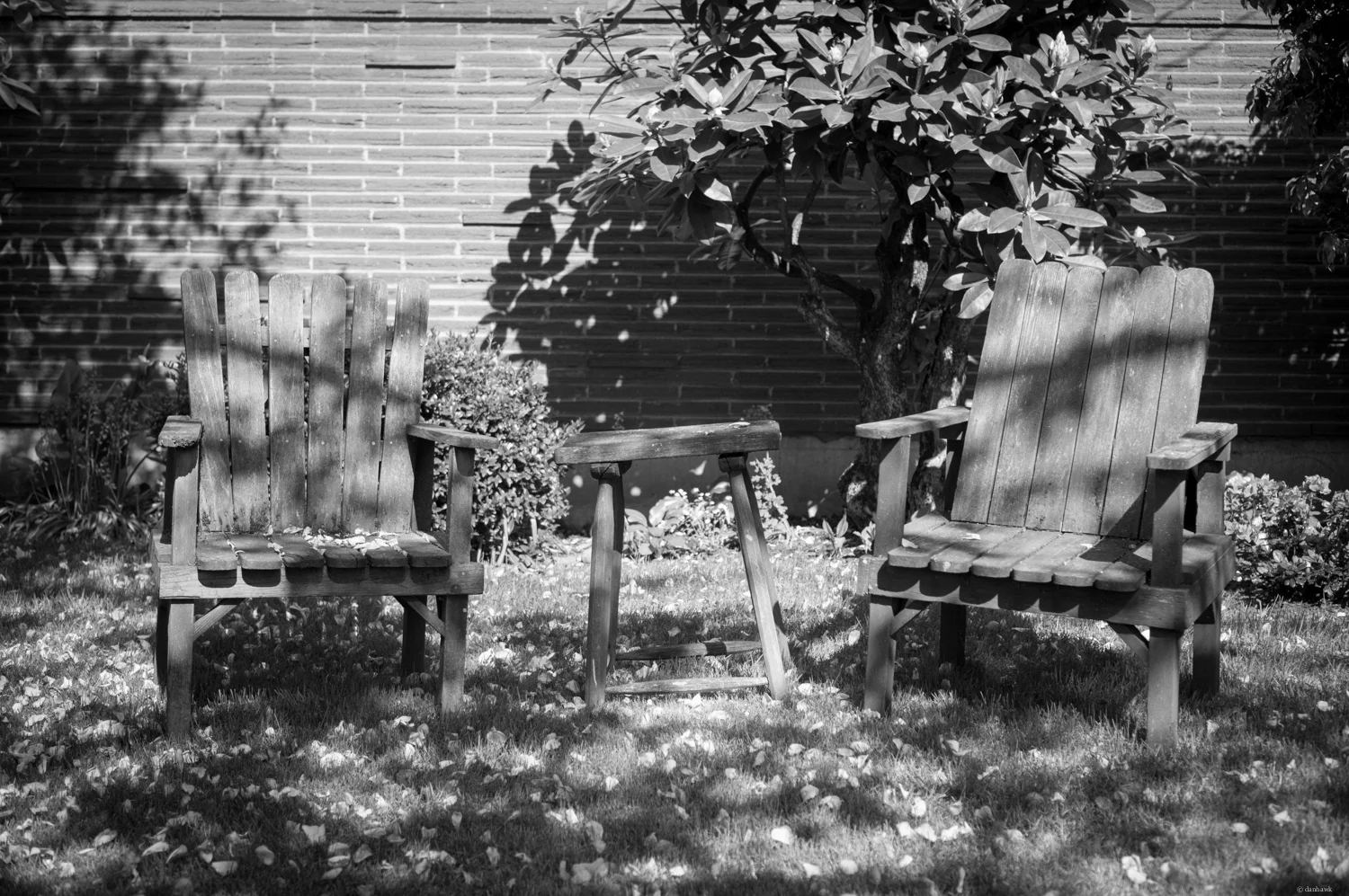 Two Old Chairs | 365 Project | May 9th, 2013 | 35mm, f/2.5, ISO 100, 1/1000, composed in B&W, converted from RAW in Lightroom