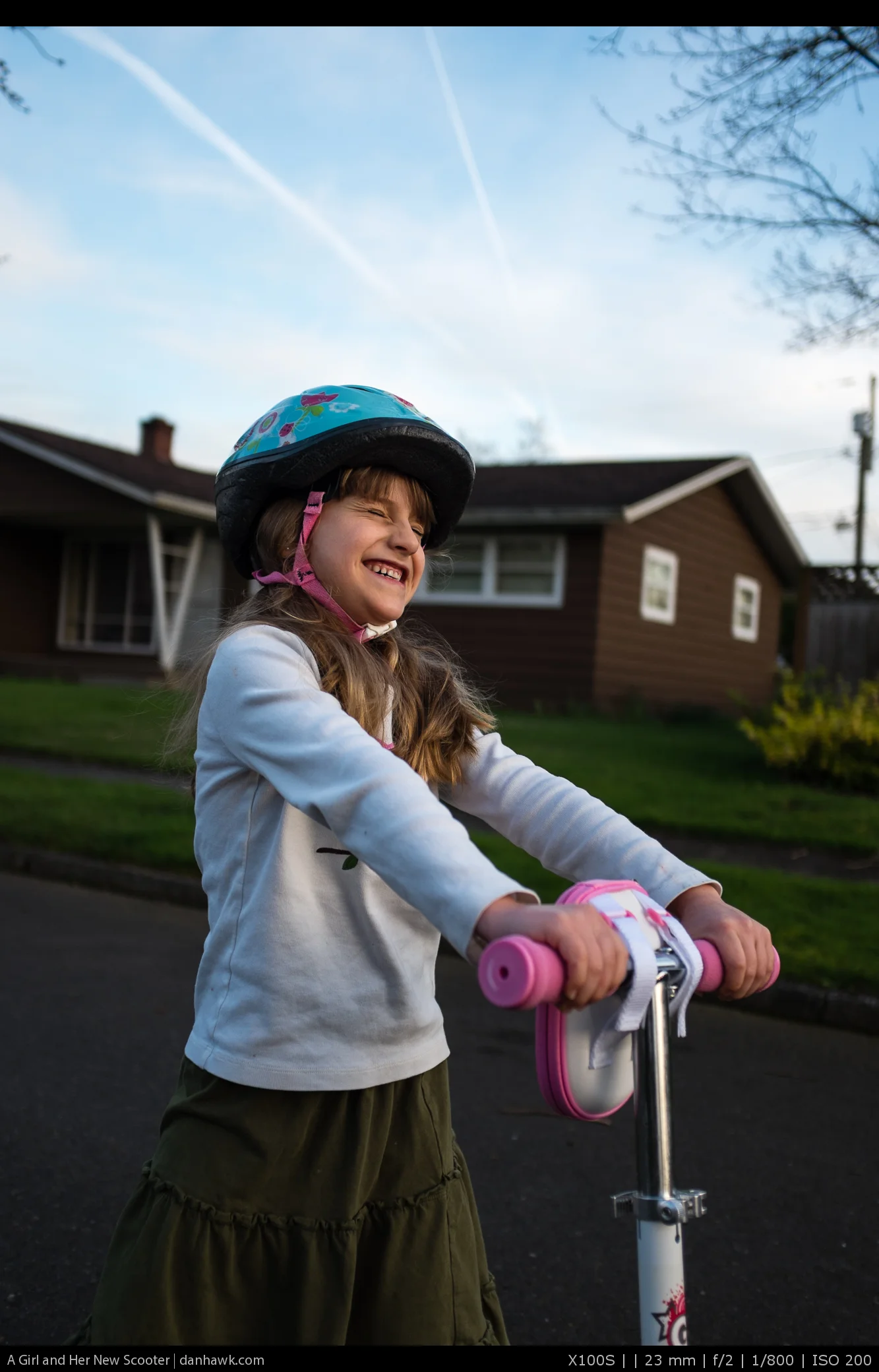 A Girl and Her New Scooter