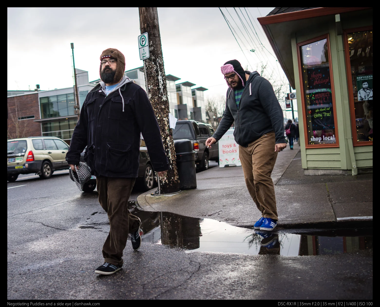 Negotiating Puddles and a side eye
