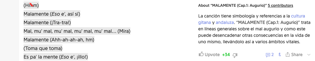 Genius user comments in Spanish