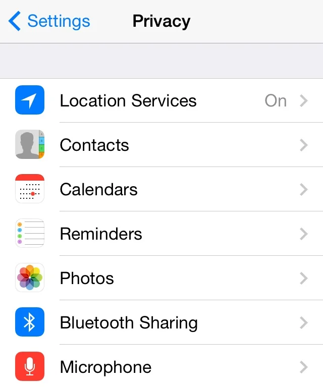 Settings > Privacy on your iPhone