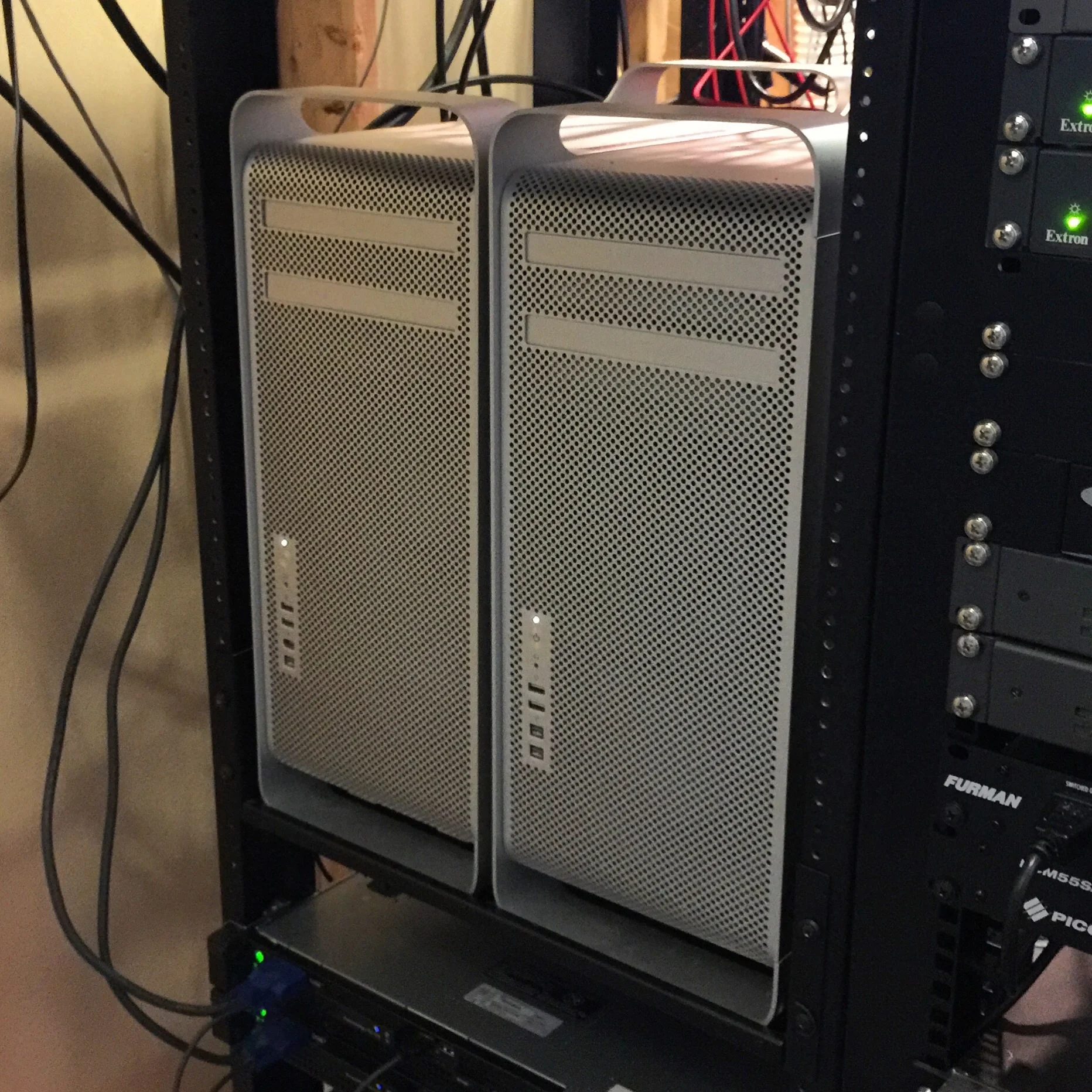 Video playback machines in our "media closet."