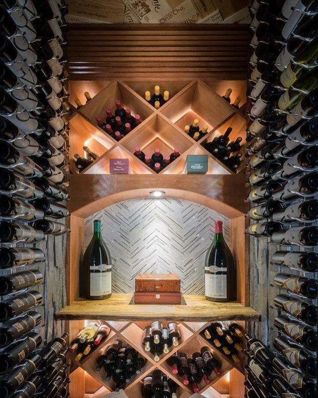 Wine room Wednesday! A shot of a wine room as a part of our Memorial Dr remodel. 
Designer: @eklektik_interiors 
PM: Andrew Pudlo 
#wineroom #custombuilder #apbuilders #finehomebuilding #houstonbuilder #liveedgewood #winerooms