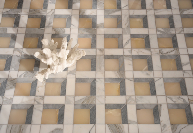 Paseo in Cream Onyx, Allure & Calacatta Tia, courtesy New Ravenna