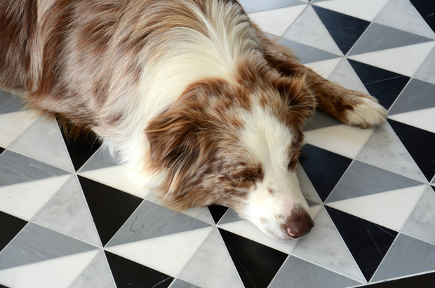 Christopher 2 in Nero Marquina, Carrara & Bardiglio honed, courtesy New Ravenna