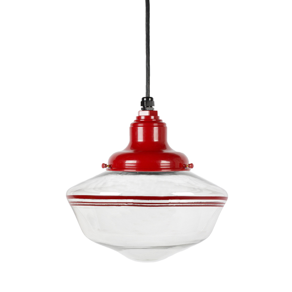 The Scholar Cord Hung Pendant in Red Stripe, Courtesy Barn Light Electric