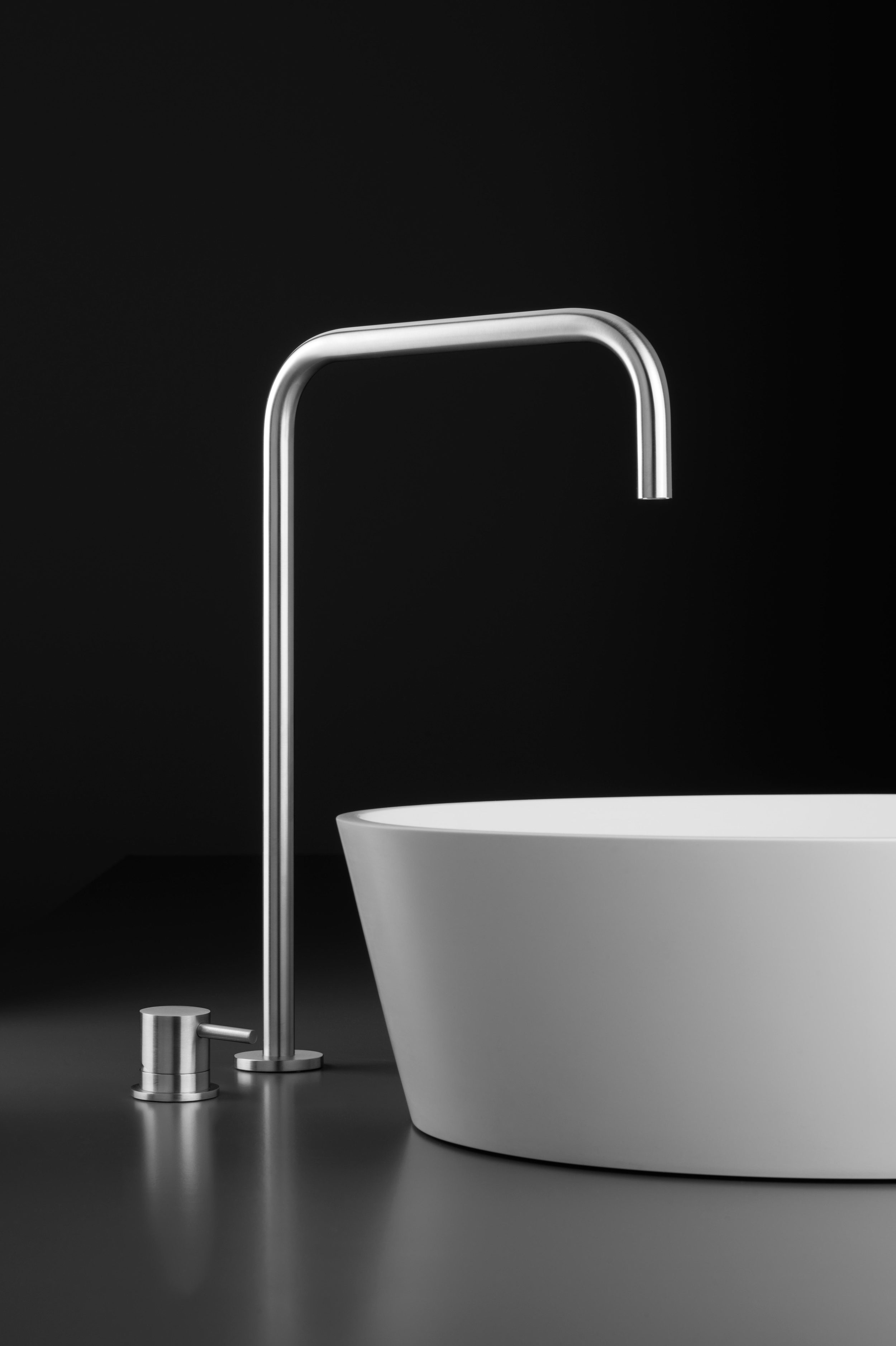 INOX Deck-Mount Basin Spout, Courtesy Blu Bathworks