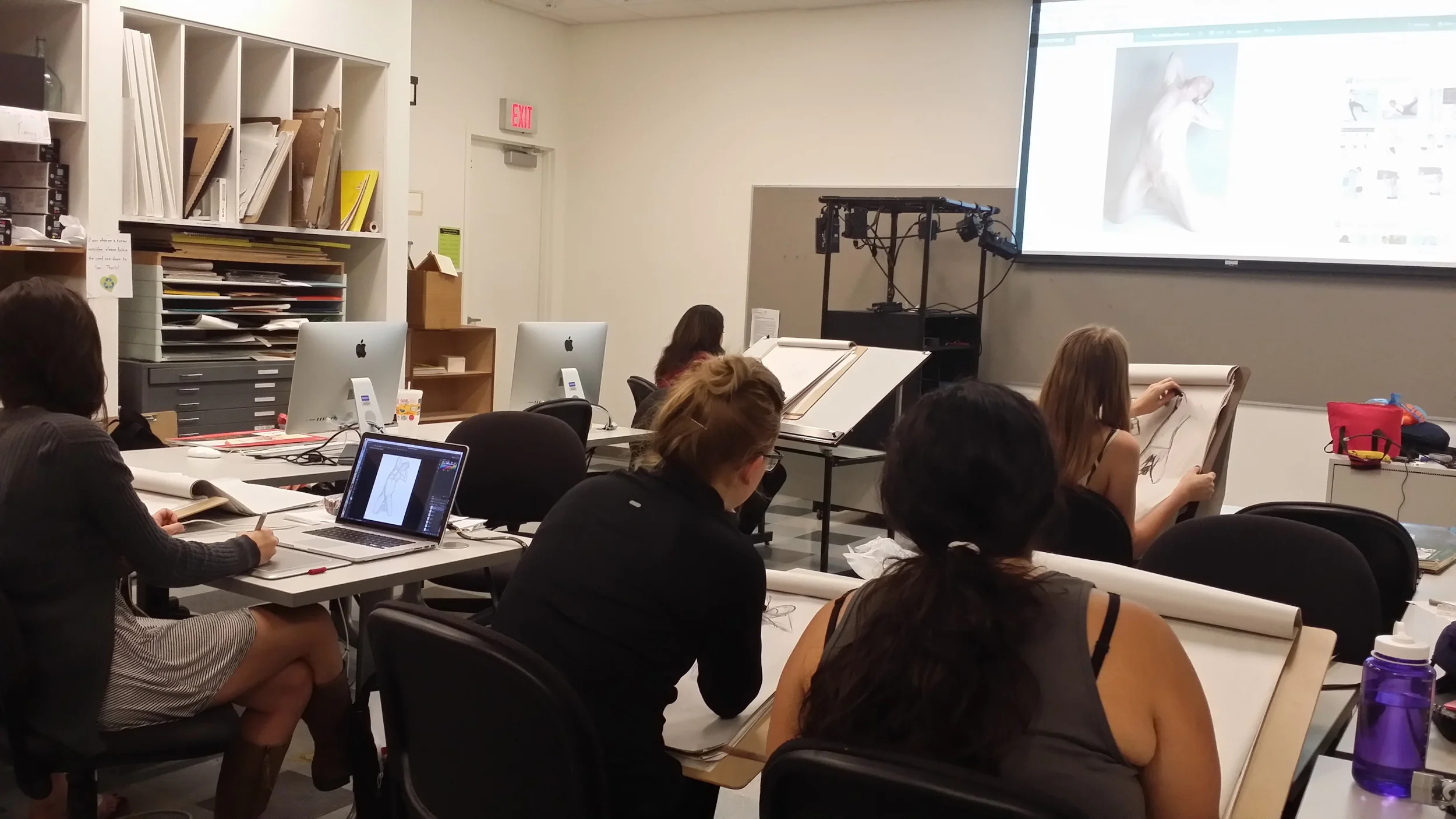 Hour one of each class was spent doing figure drawing in various mediums.&nbsp;
