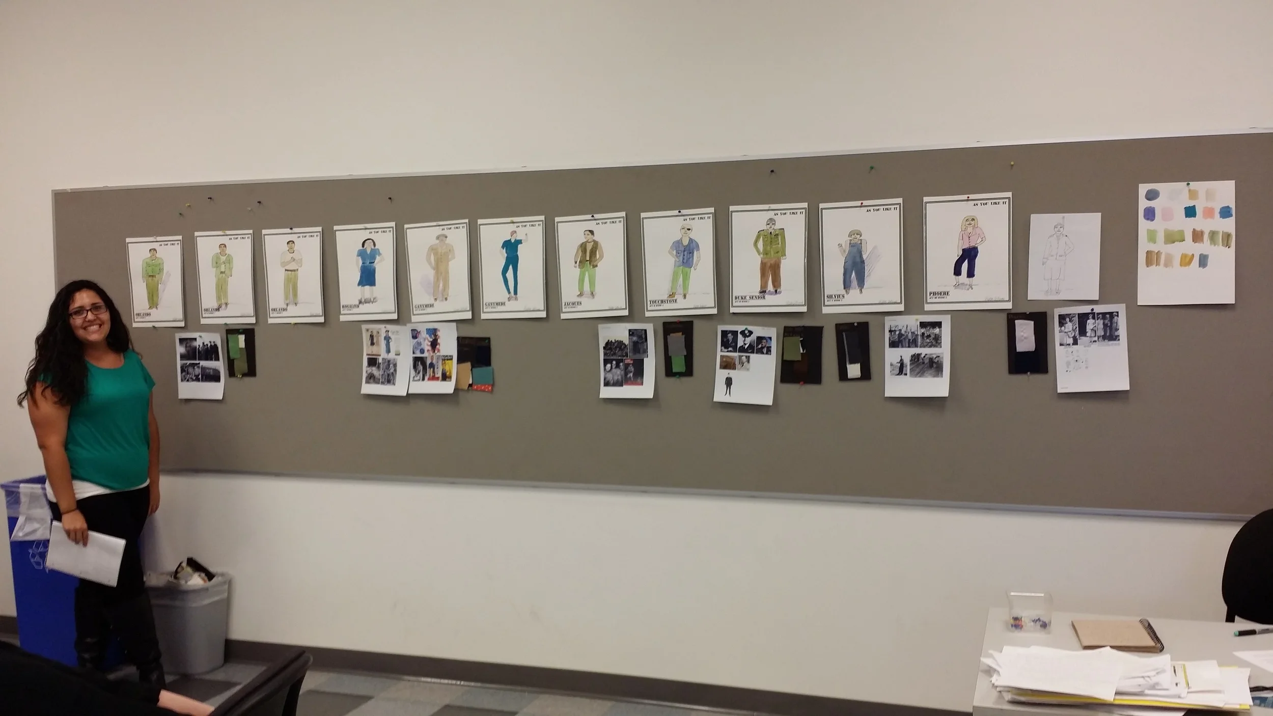 Kristen DeNardo, graduating stage manager, came into the class to learn about communicating with costume designers. She began the class with absolutely no artistic background - her growth was palpable.&nbsp;