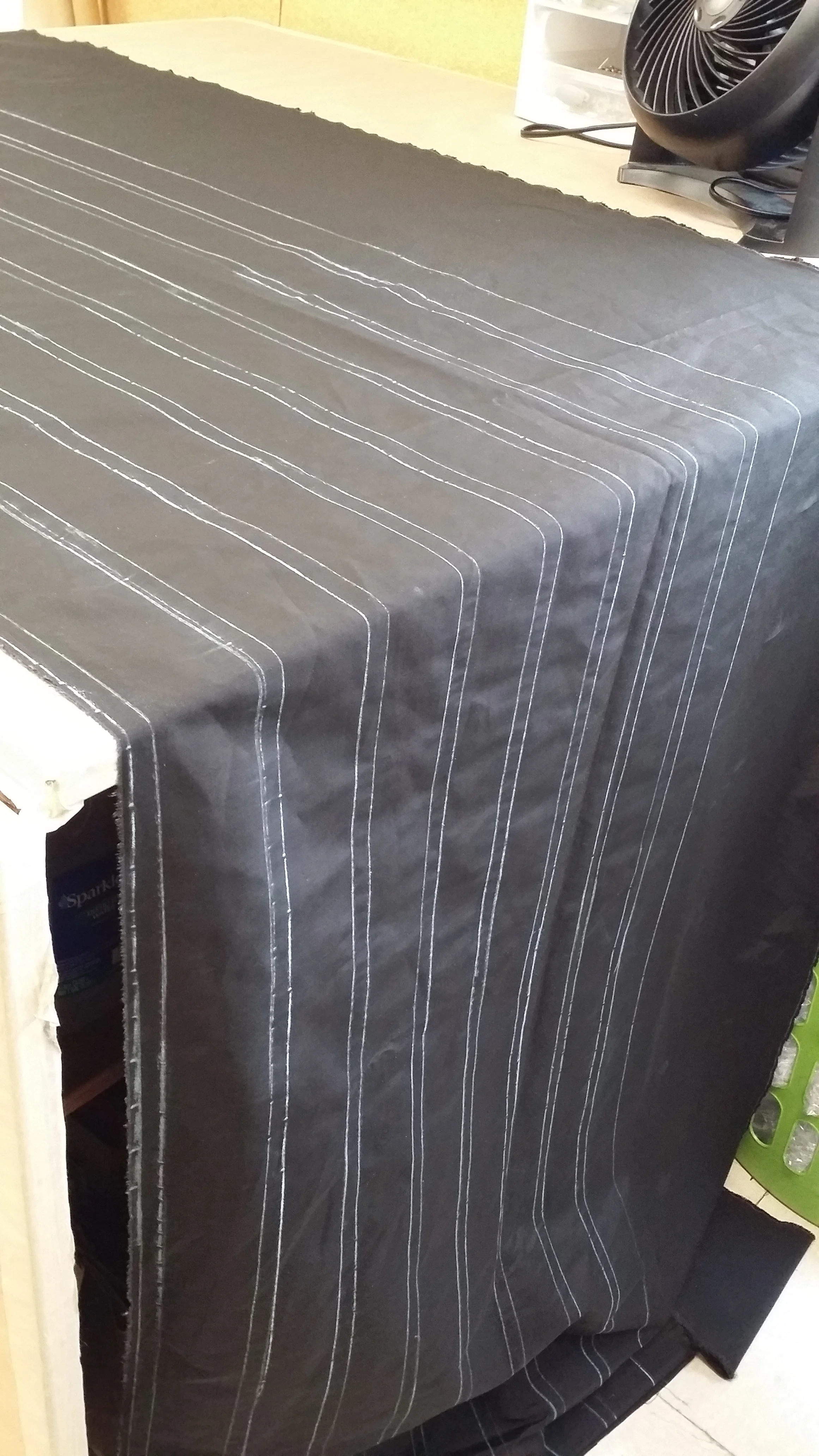 30 yards of hand-cut silk taffeta ribbon to be gathered into jailor ruffs