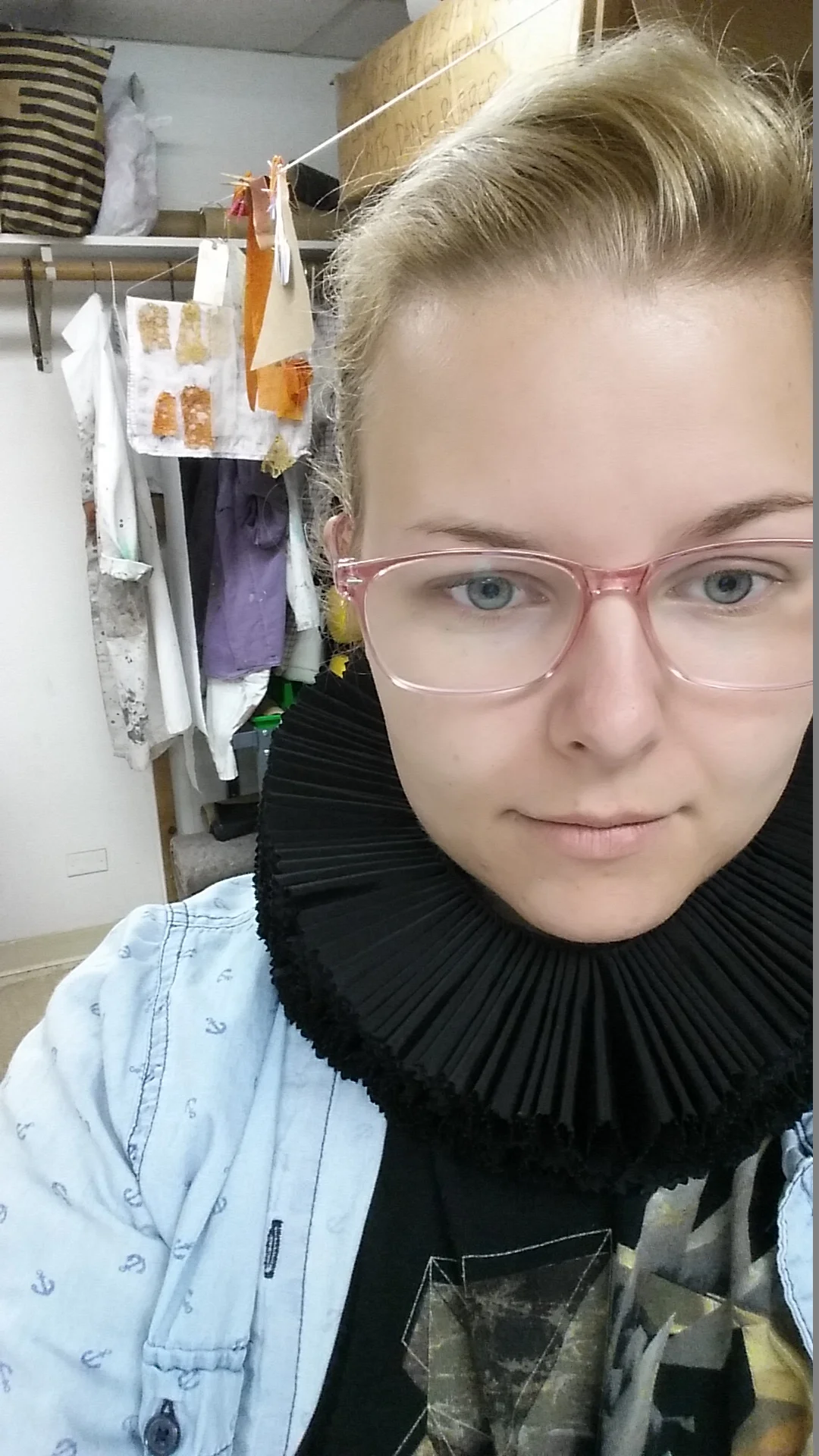 Finished both ruffs! Obligatory selfie. My craft clothes never looked so upper crust. 