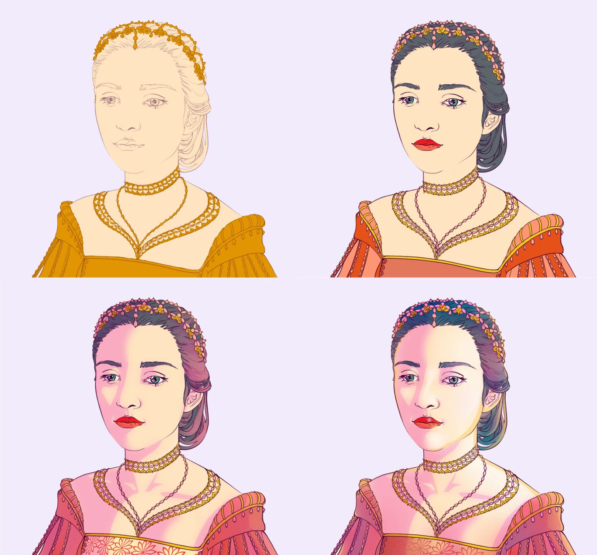 Color process of the bust.