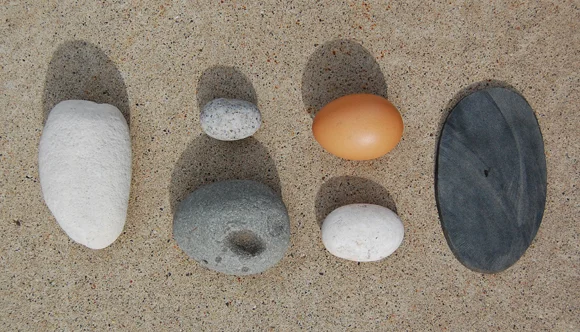 Rocks and egg. 