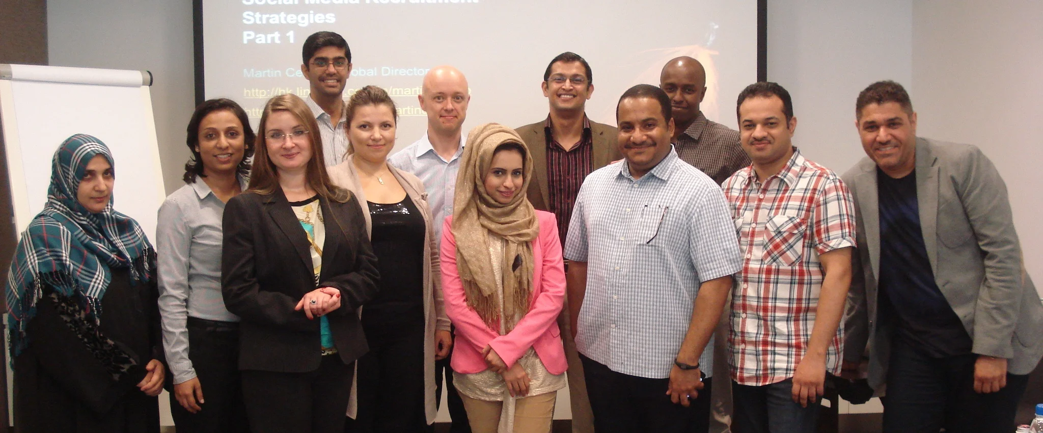    Second group piicture of the first batch of delegates to the Social Media Recruitment Workshop held last December 4-6, 2012 in Dubai. Left to right: Yusra Al-Rawahi (HR Officer - Oman Oil Company) Sharon Flavia (Recruitment Specialist - Tanfeeth 