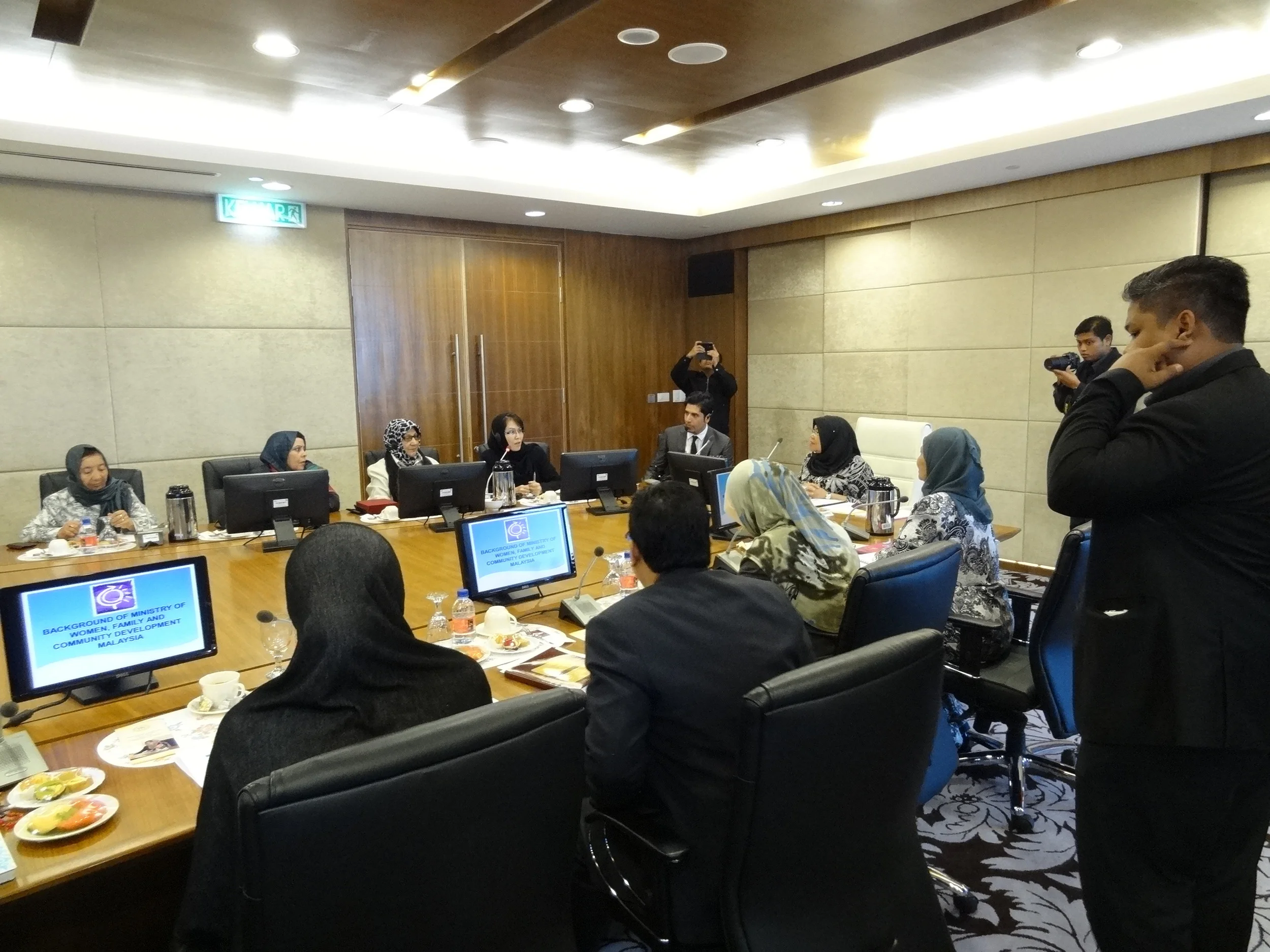    Dato' Seri Rohani Abdul Karim, Minister of Ministry of Women and Community Development, listening to the question by Mdm Nafisa Azimi.   