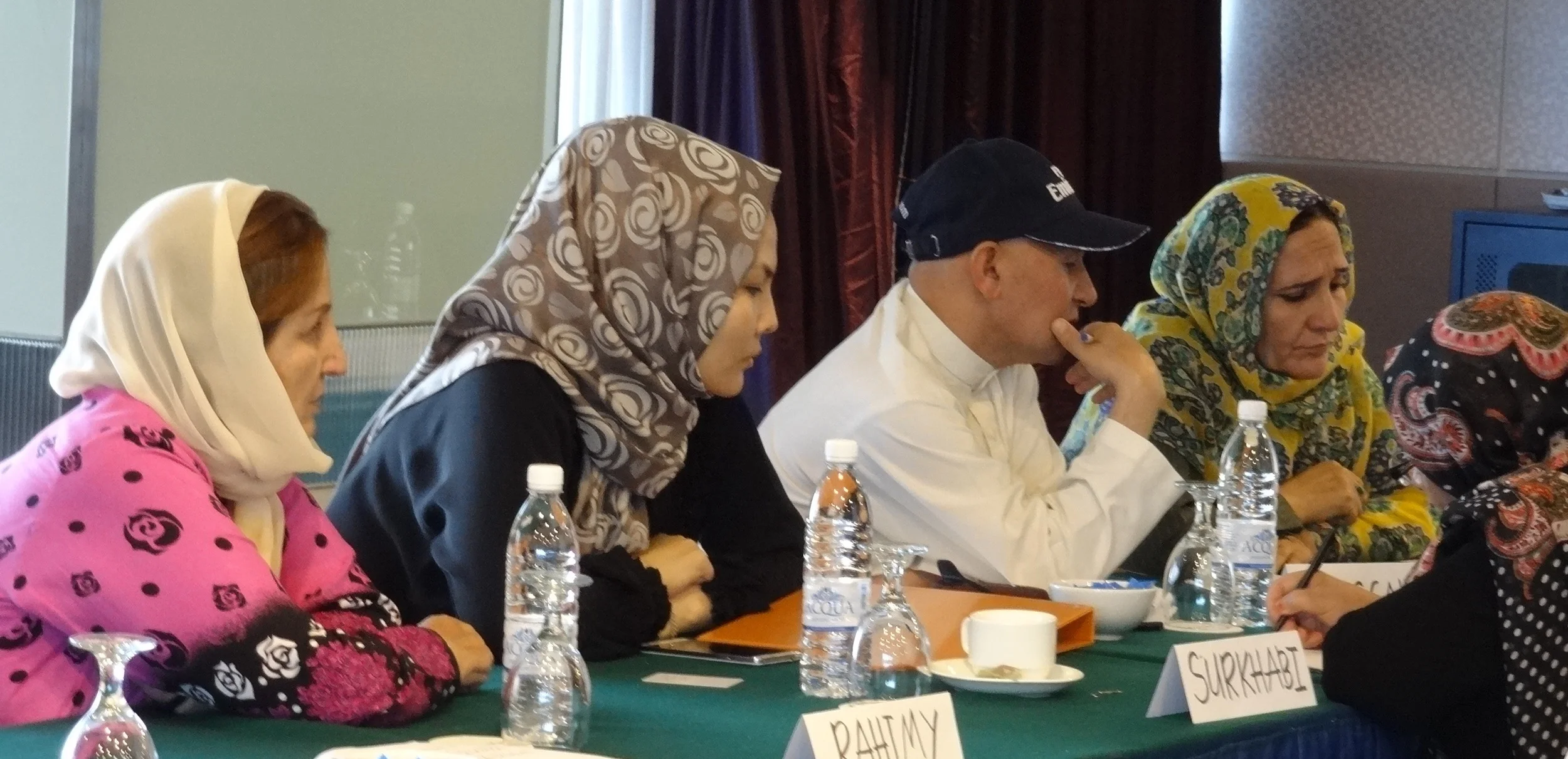   The MPs listening attentively to Mdm Sediqa Balkhi's explanation during the preparation for arguments.  