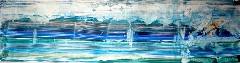 For K.H. Submerged, 2014 Ink on Yupo paper, 20" x 64"