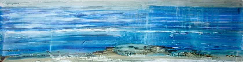 For Z.L. Earth Science , 2014 Ink on Yupo paper, 20" x 64"