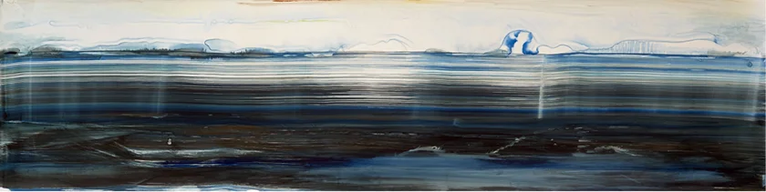 For W.H. Inland Water, 2014 Ink on Yupo paper, 20" x 64"