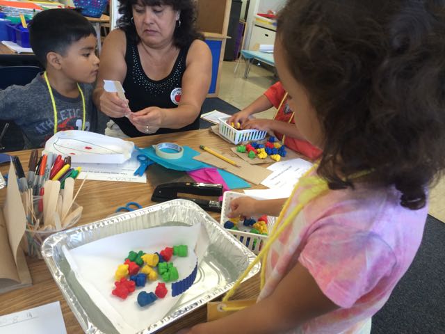 An engineering activity with Raymond Elementary School's kinder students under the direction of the awesome Mrs. Collar